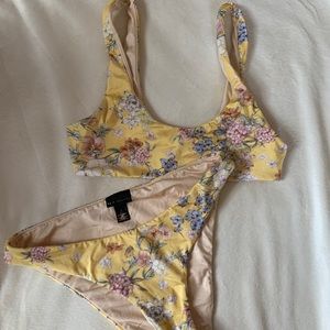 Pacsun Yellow High-Rise Floral Bikini Size S